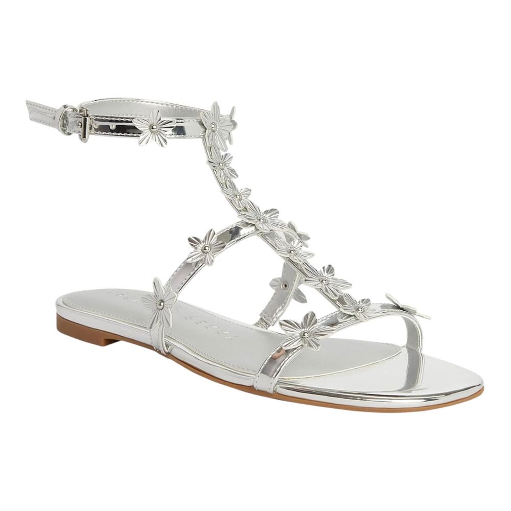 Katy Perry Women's Halie Gladiator Round Toe Sandals Silver Size 8 1/2